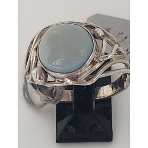 Ring Blue Chaladony Size 11  Silver 6.3 gr  Jerry Fran Harr  25 mm  10 mm Stone